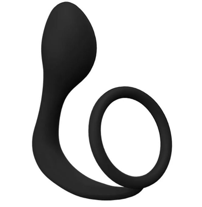 Anel Peniano com Plug An@l com Inclinação para Estimulação da Próstata
