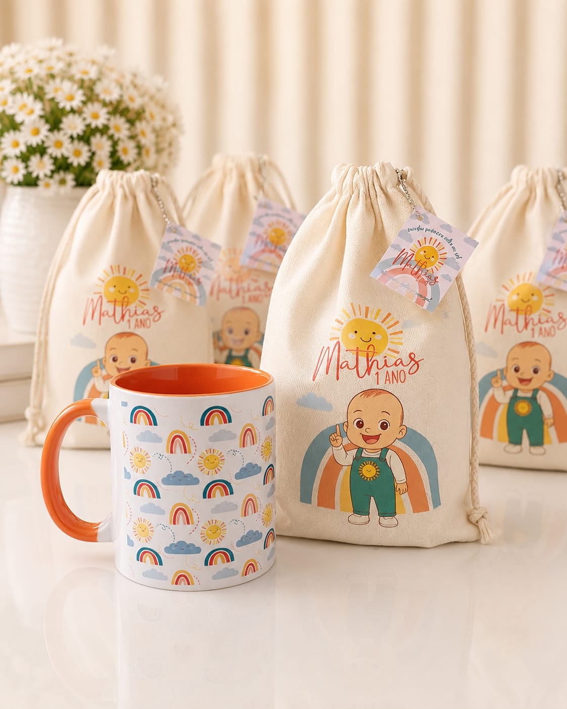 CANECA PORCELANA NO SACO DE ALGODÃO