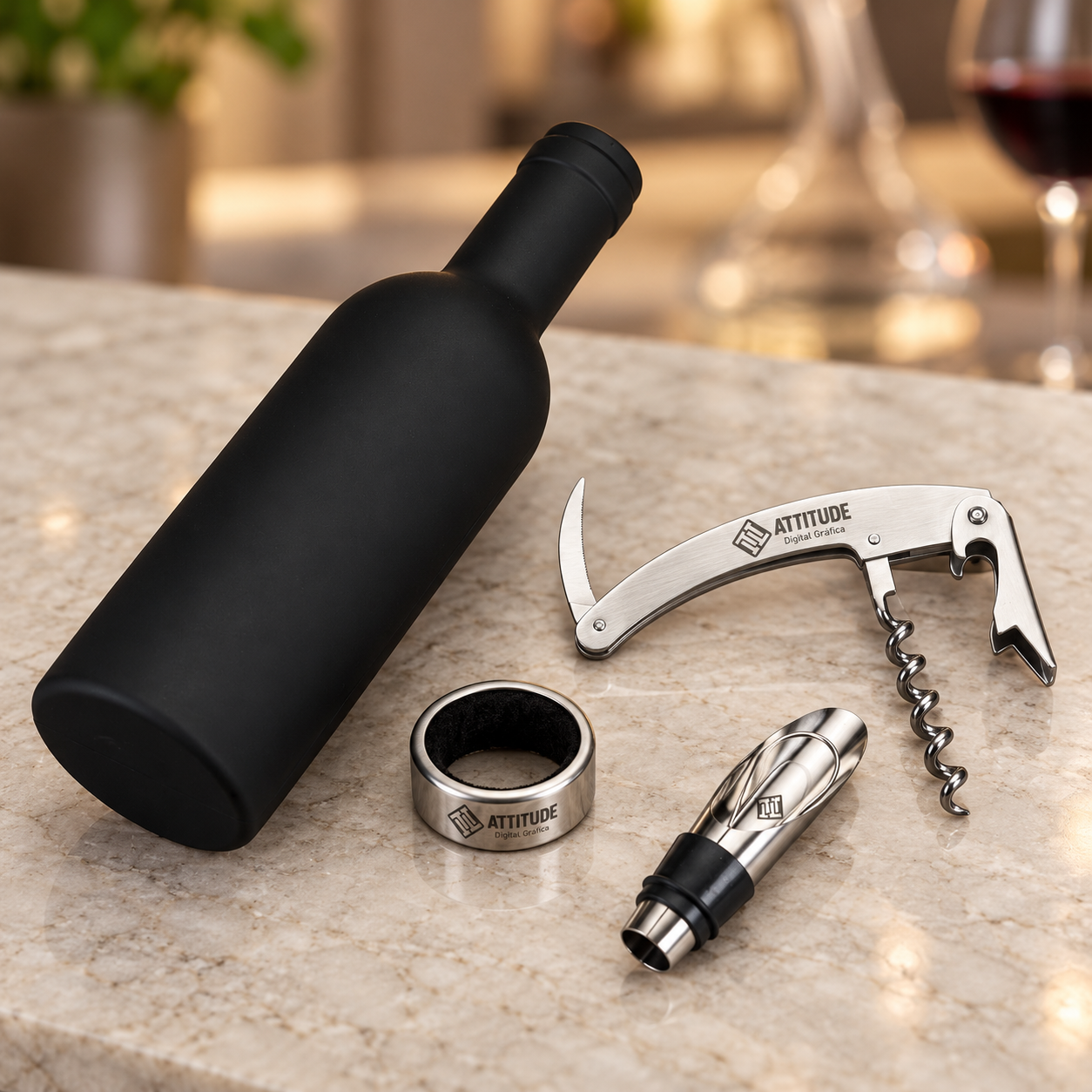 Kit Vinho Garrafa 3 peças
