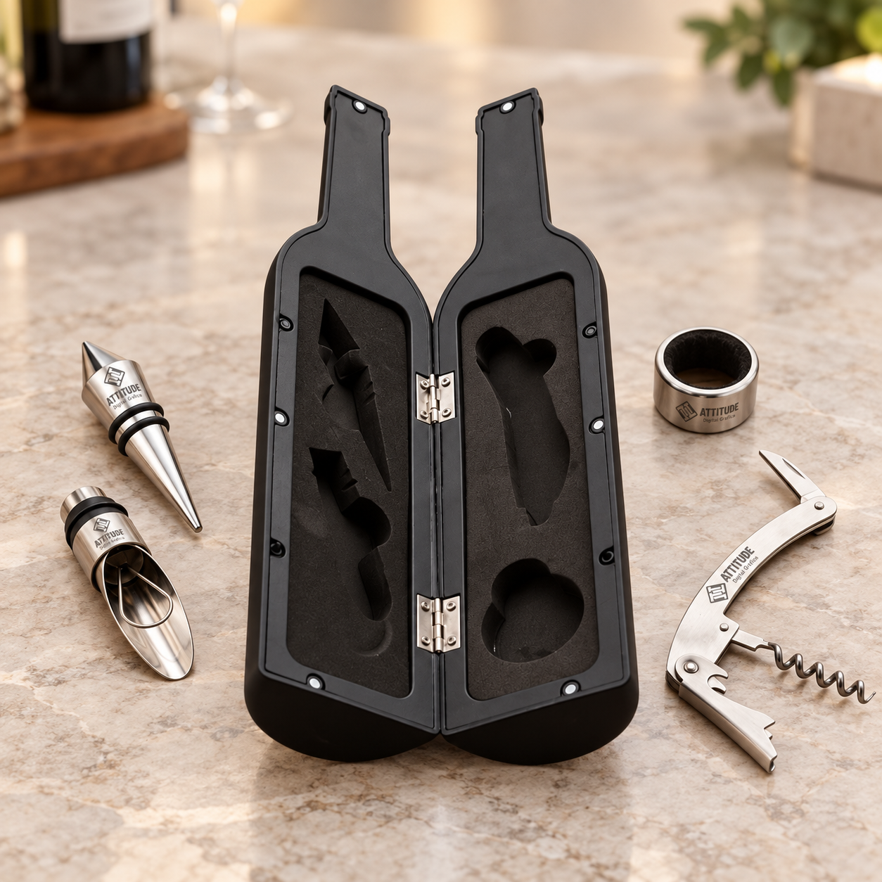 Kit Vinho Garrafa 4 peças