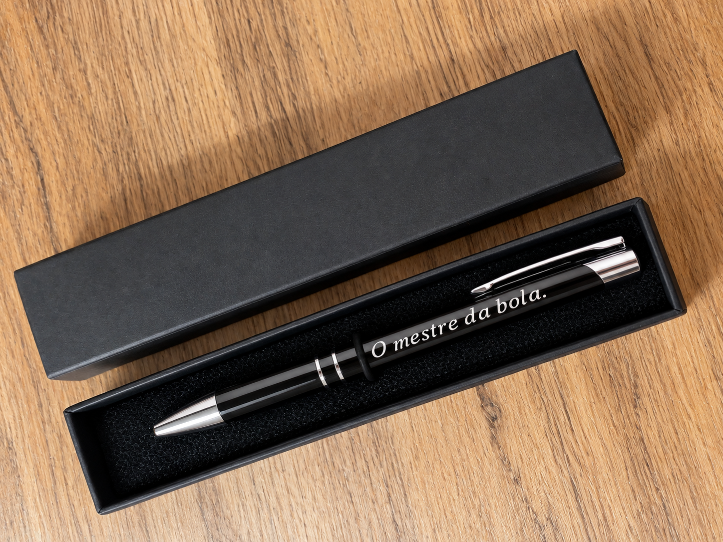 Caneta metal gravada a laser com caixinha personalizada