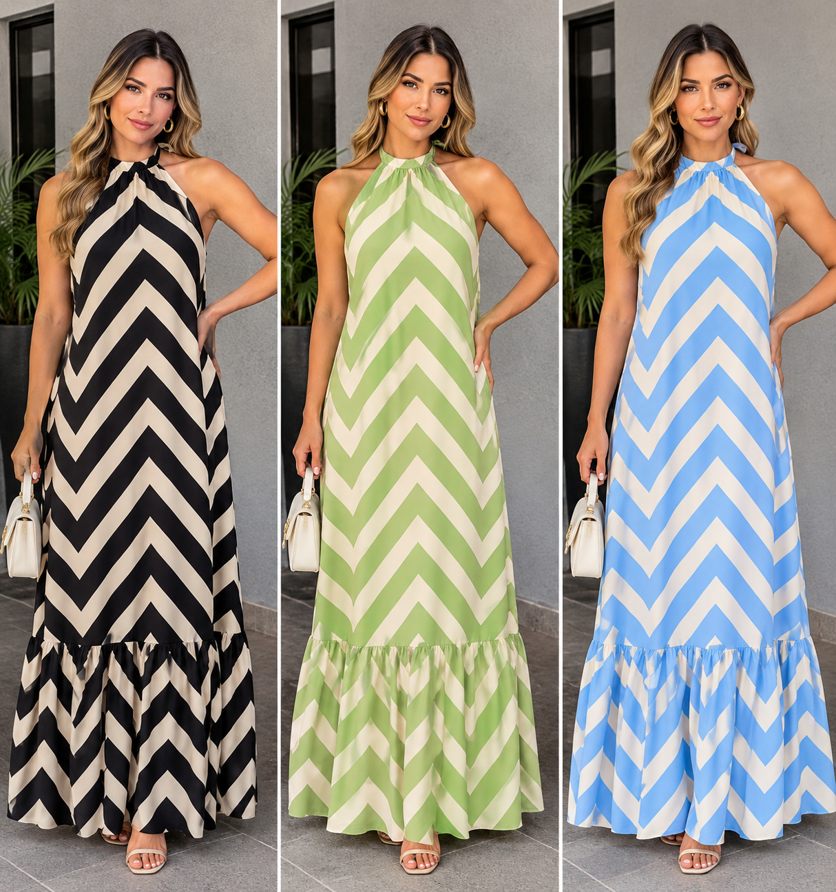 Vestido longo frente única 