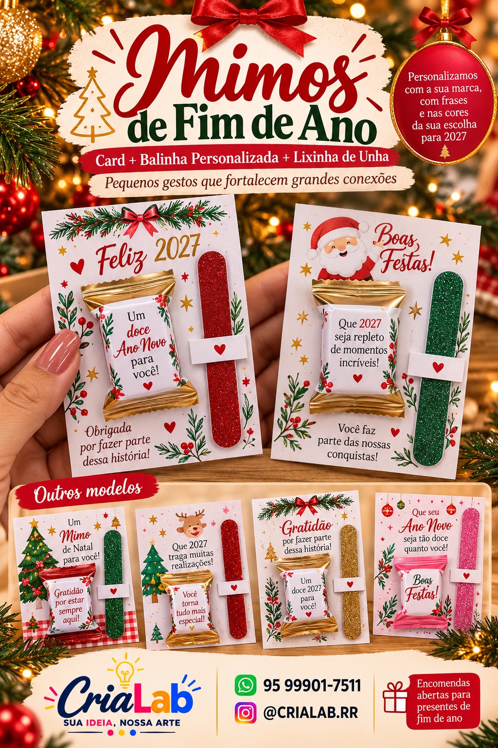 Lixinha de unha+card+balinha personalizada