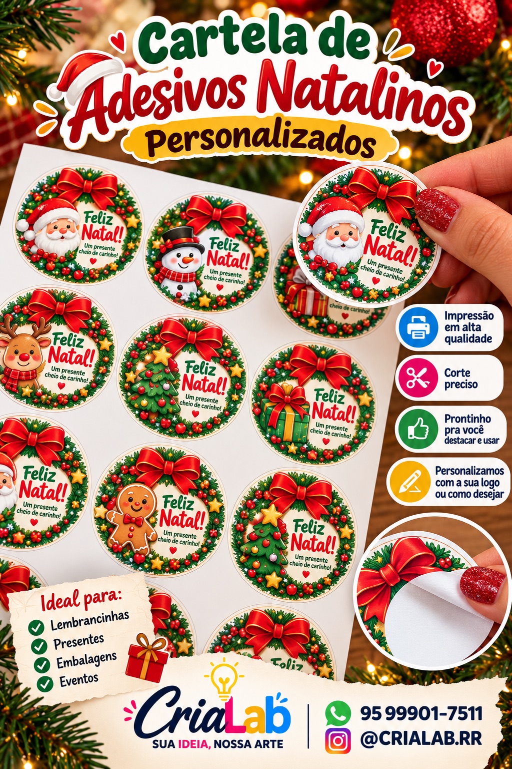 Adesivos natalinos personalizados