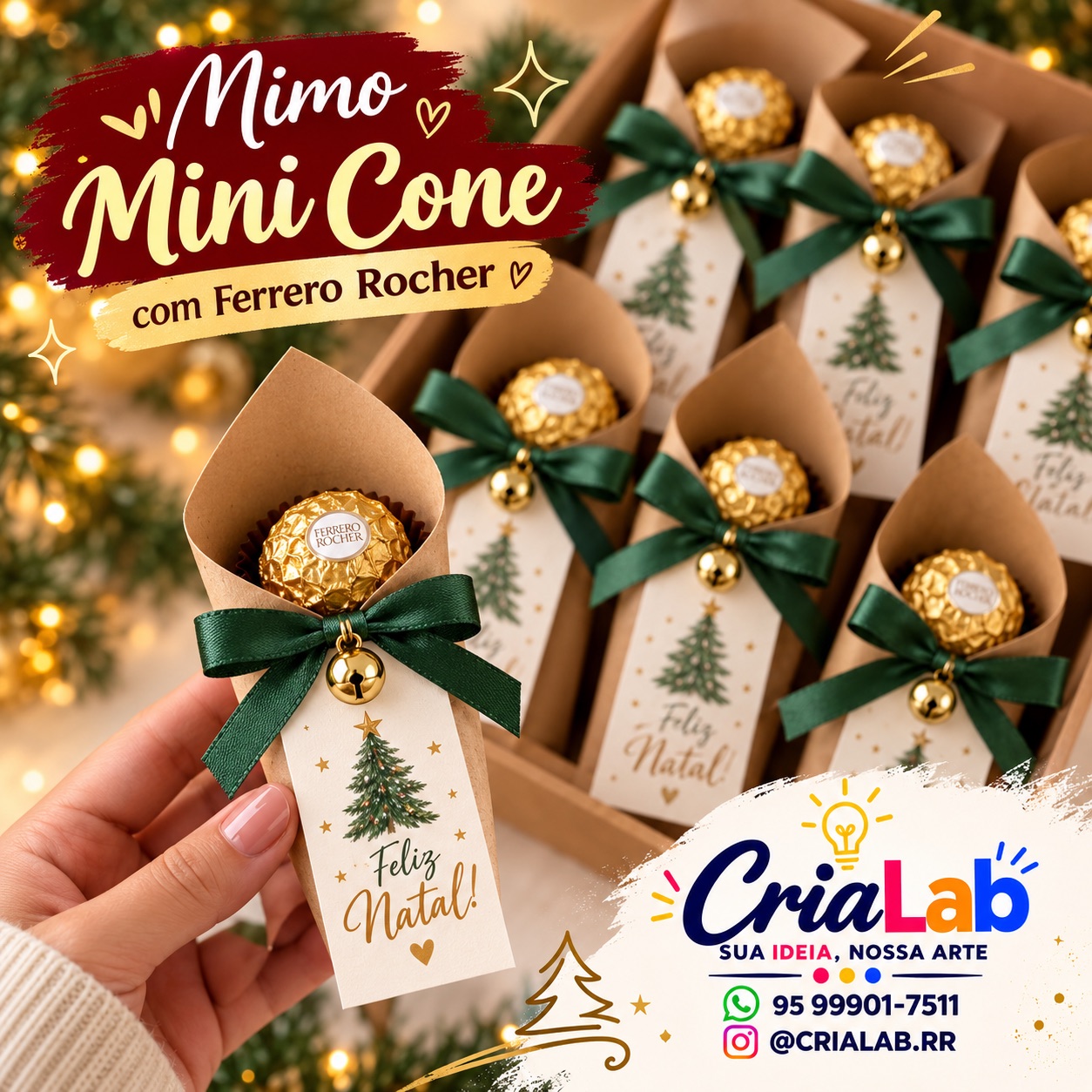 Mini cone com ferrero rocher